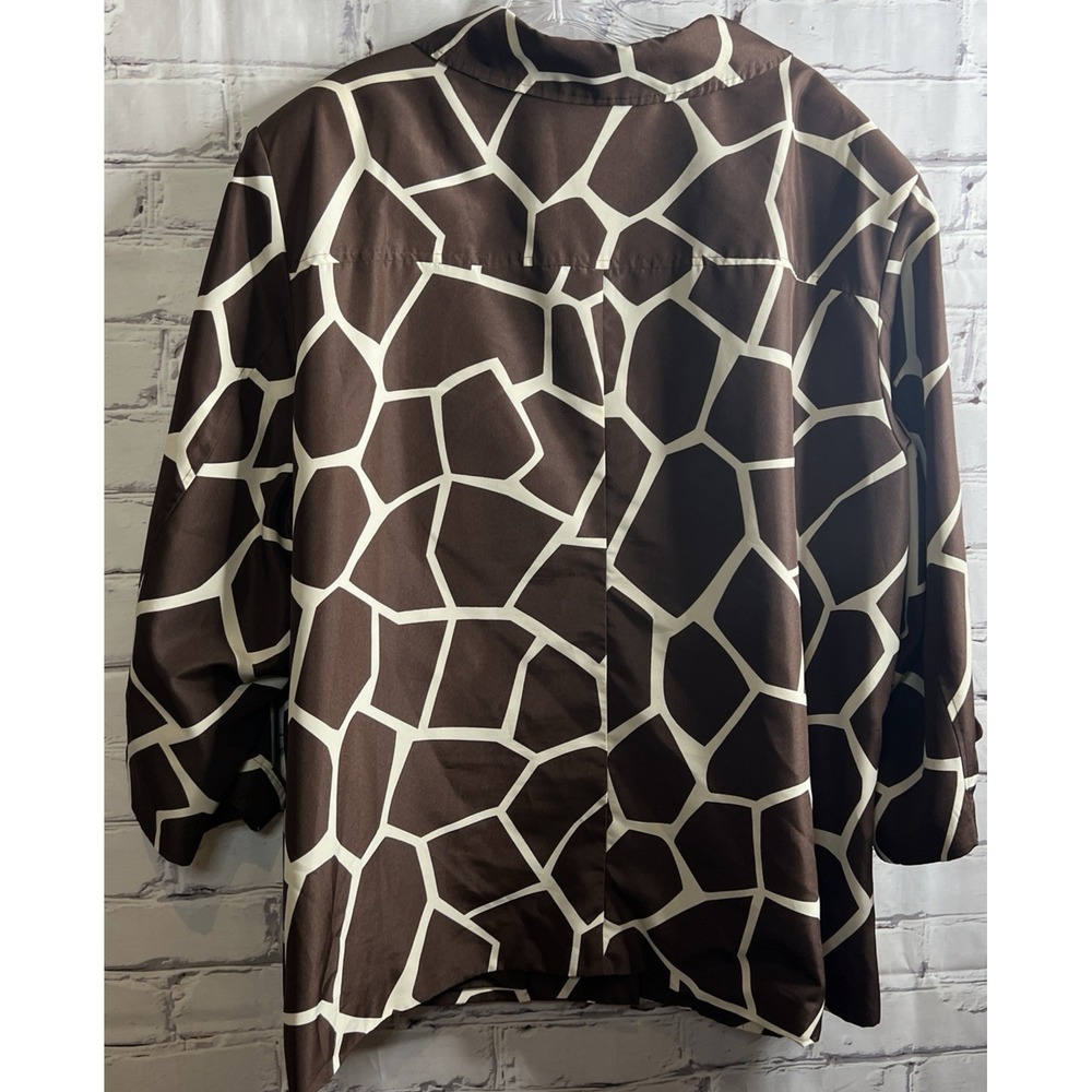 Russell Kemp Womens Jacket Blazer 3X Giraffe Print Lined Shoulder Pads Pockets - Picture 4 of 11